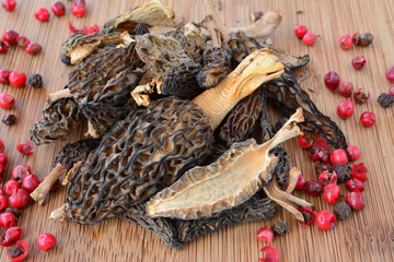 Dry Morels in a kitchen