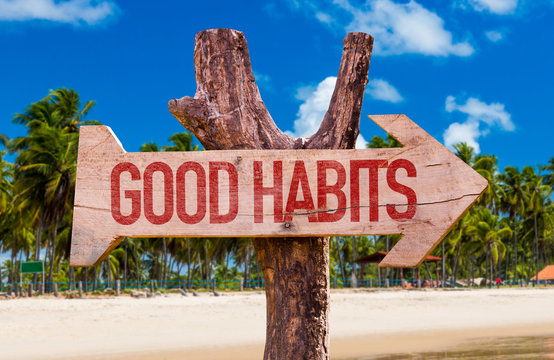 Good Habits arrow with beach background