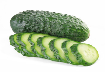 Sliced cucumbers isolated on white