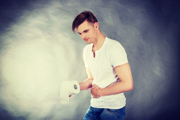 Young man with stomach issues.