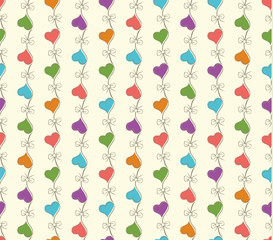 vector retro seamless pattern with colorful hearts