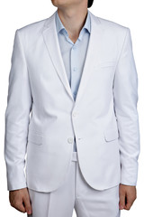 Light Blue Pastel male wedding costume, blazer and pants, isolat