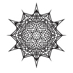 Hand-drawn doodles snowflake. Zentangle mandala style.