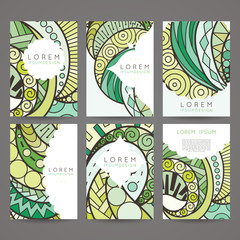 Set of vector design templates. Brochures in random colorful