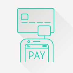 Fototapeta premium Mobile payment. Credit card reader on smartphone scanning a credit card