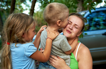 Fototapeta premium Happy Mother and children
