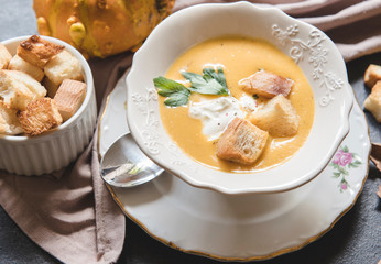 Homemade pumpkin soup