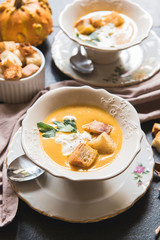 Homemade pumpkin soup