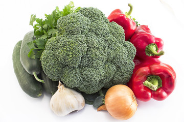 Fresh vegetables isolated on white