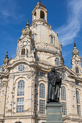 Fototapeta na wymiar Statue of Martin Luther in front of Frauenkirche in Dresden, Ger