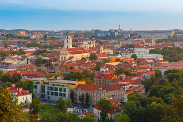 Fototapeta na wymiar Aerial view over Old town of Vilnius, Lithuania. 