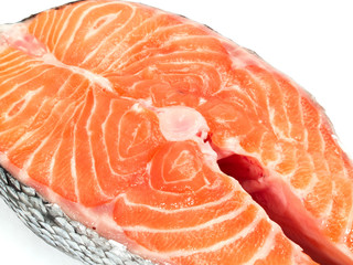 Raw salmon steak