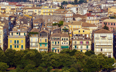 Fototapeta premium Typical buildings in old city, Kerkyra, Corfu island, Greece