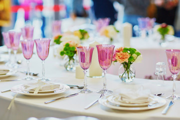 Table set for wedding reception