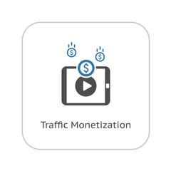 Traffic Monetization Icon. Business Concept. Flat Design.