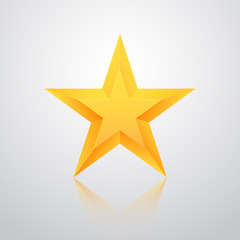 Realistic Isolated Gold Star with Reflection Vector Icon