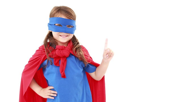 Little girl dressed up as superhero