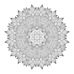 Vector Beautiful Deco Monochrome Contour Mandala