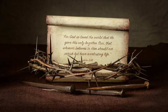 Crown of Thorns and Nails With Scripture