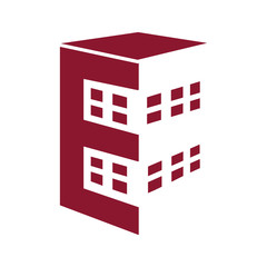 E Building Construction Logo Icon