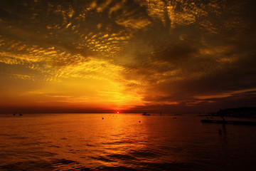 Beautiful sea sunrise clouds.