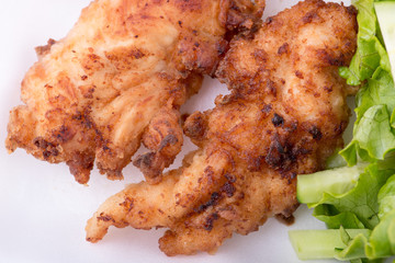 Close up of fried chicken - selective focus