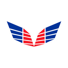 Abstract Sharp Wings Blue Red