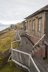 Abandoned house in Barentsburg, Russian settlement in Svalbard