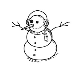 Snowman Doodle, a hand drawn vector doodle illustration of a snowman.