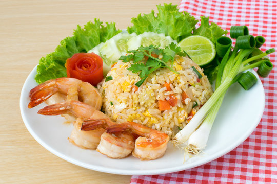 Shrimp fried rice on the table