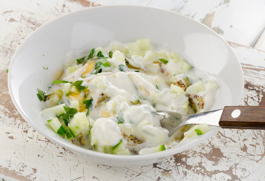 Traditional sauce from yogurt, cucumber and fresh herbs.