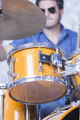 Fototapeta na wymiar drummer playing drums