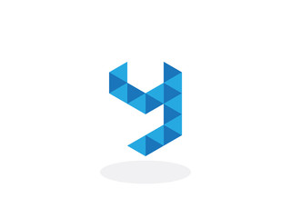 y Letter Blue Geometric Logo