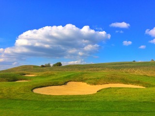 On a empty golf course at autumn