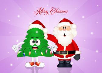 Santa Claus and Christmas tree