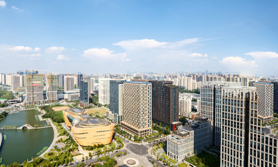 panorama of skyscrapers and a river