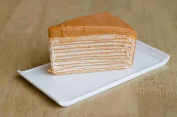 Thai tea crepe cake