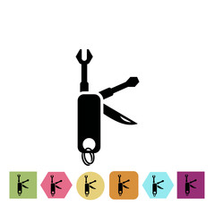 Compact set of construction tools icon