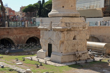 Ruins near base of Colonna Traiana in Rome