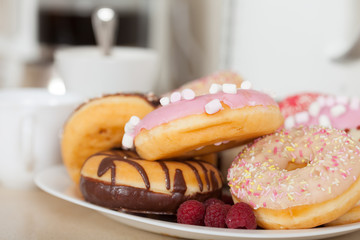 colorful donuts on   plate