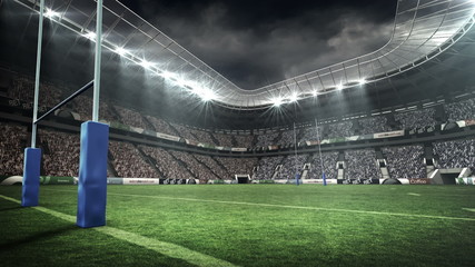 View of a rugby stadium in night