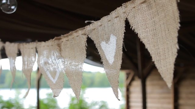 many small flags on the rope