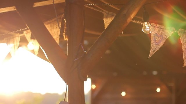 many small flags on the rope