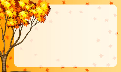 Autumn scene with tree and orange leaves