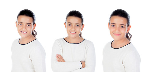 Sequence of brunette girl isolated