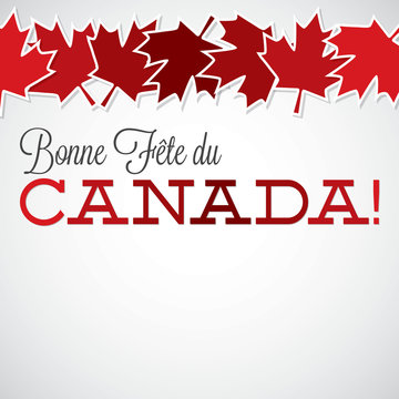 Leaf line Canada Day card in vector format.