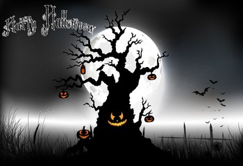 Halloween background on the full moon