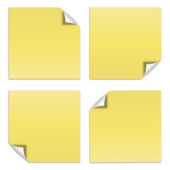 Yellow stick note isolated on white background