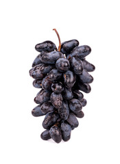 Bunch of fresh black grapes on a white background