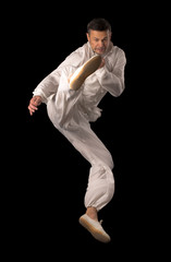 Karate fighters. Training fight.